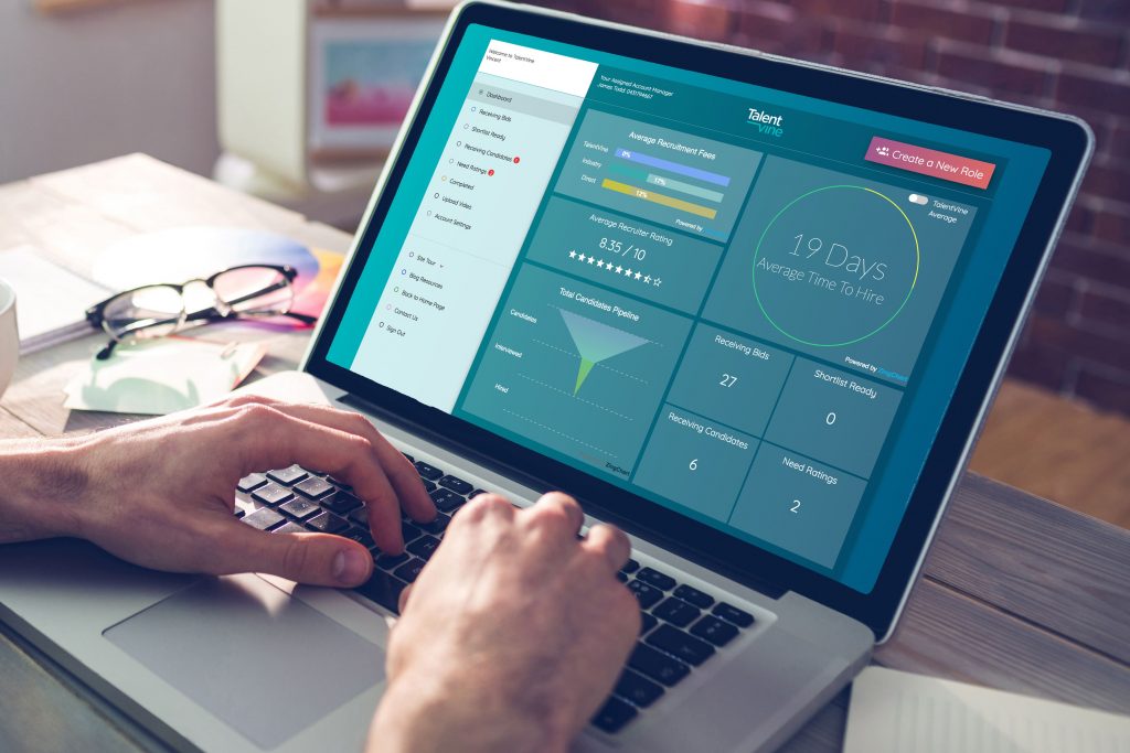 TalentVine Platform - Employer's View Of Dashboard On A Laptop Screen