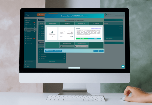 Closeup of TalentVine's Applicant Tracking System (ATS) with candidate profile open
