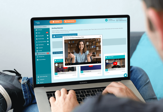 Man using TalentVine's briefing materials feature to watch a video brief