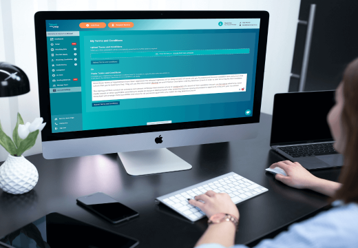 Person reviewing their custom terms on TalentVine using desktop computer