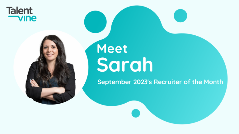 TalentVine's Recruiter of the Month September 2023 - Sarah Conlon from TalentWeb